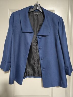 Preston & York Women's Textured Royal Blue Button Front Jacket